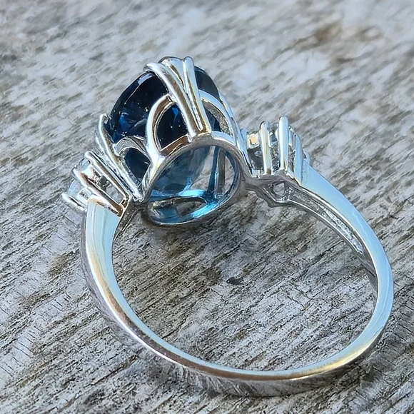 925 Sterling Silver London Blue Topaz Designer Signed RSI Size 10 Ring Thailand - Picture 14 of 16
